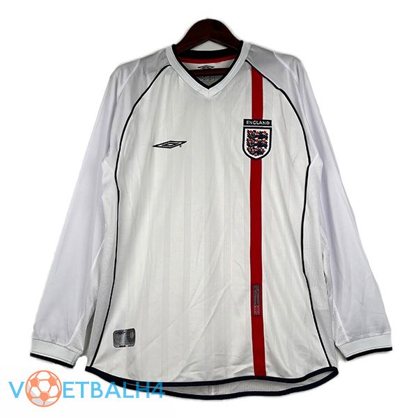 Engeland Retro voetbal jersey thuis lange mouwwit 2002