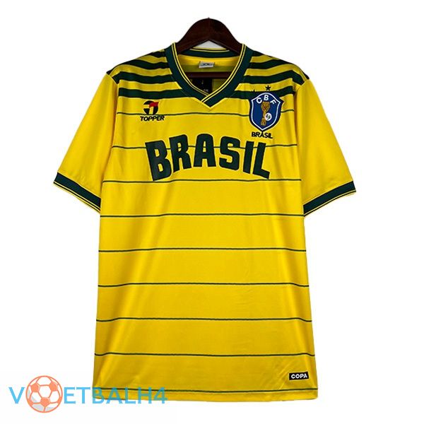 Brazilië Retro voetbal jersey thuis geel 1984