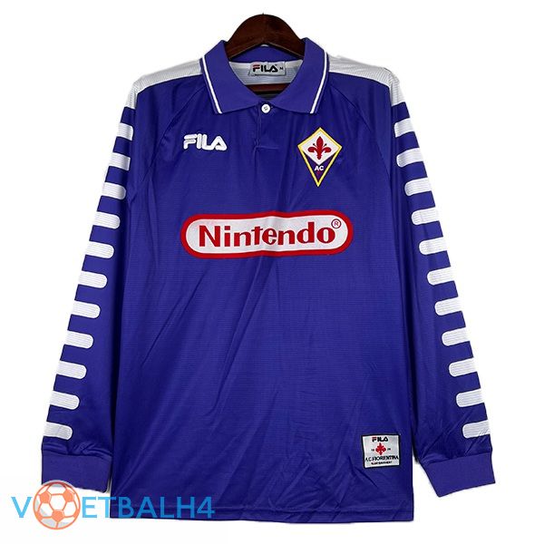 ACF Fiorentina Retro voetbal jersey thuis lange mouwblauw 1998