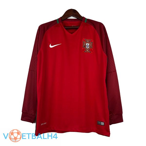 Portugal Retro voetbal jersey thuis lange mouwrood 2016