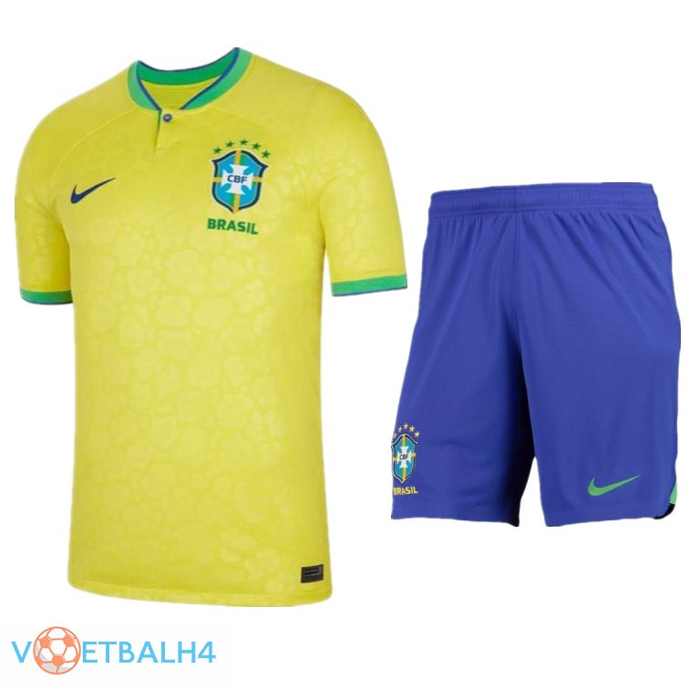 Brazilië voetbal jersey thuis + korte broek wereldbeker 2022