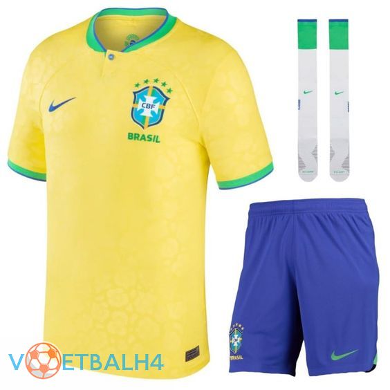 Brazilië voetbal jersey thuis (korte broek + sok) wereldbeker 2022