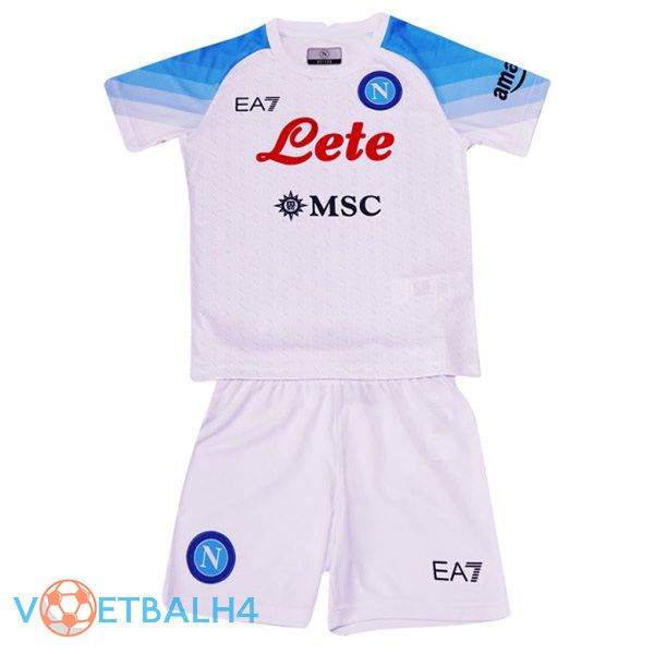 SSC Napoli kinderen voetbal jersey uit wit 2022/2023