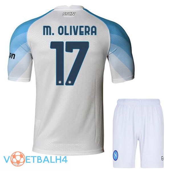 SSC Napoli (M. Olivera 17) kinderen voetbal jerseys thuis wit 2022-2023