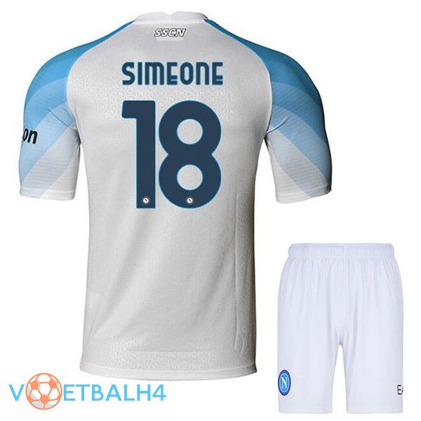 SSC Napoli (Simeone 18) kinderen voetbal jerseys thuis wit 2022-2023