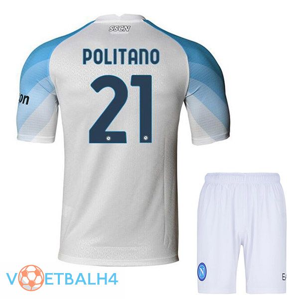 SSC Napoli (Politano 21) kinderen voetbal jerseys thuis wit 2022-2023