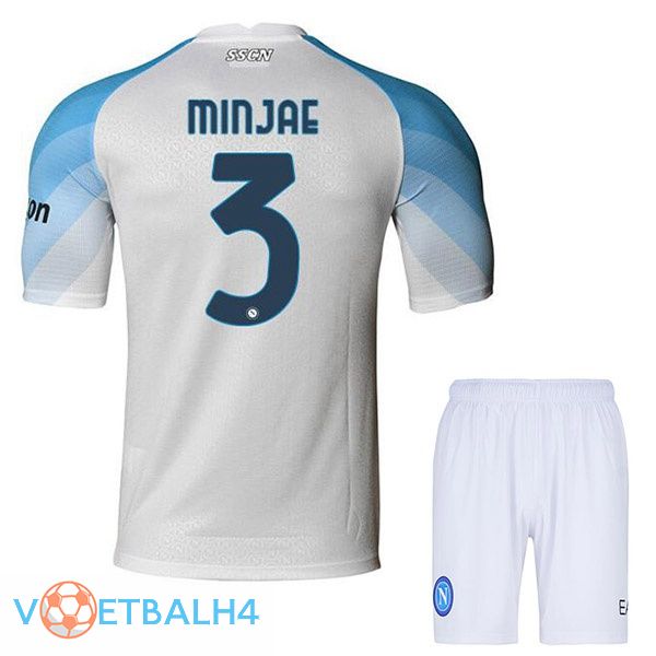 SSC Napoli (Minjae 3) kinderen voetbal jerseys thuis wit 2022-2023