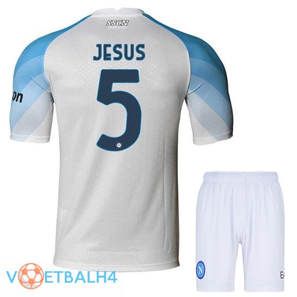 SSC Napoli (Jesus 5) kinderen voetbal jerseys thuis wit 2022-2023