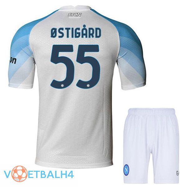 SSC Napoli (Ostigard 55) kinderen voetbal jerseys thuis wit 2022-2023