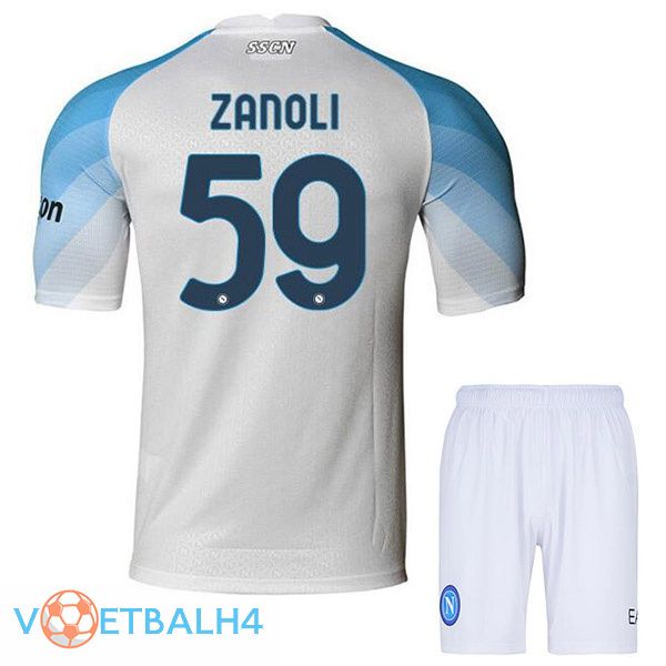 SSC Napoli (Zanoli 59) kinderen voetbal jerseys thuis wit 2022-2023