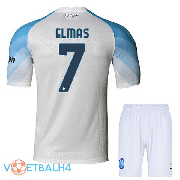 SSC Napoli (Elmas 7) kinderen voetbal jerseys thuis wit 2022-2023