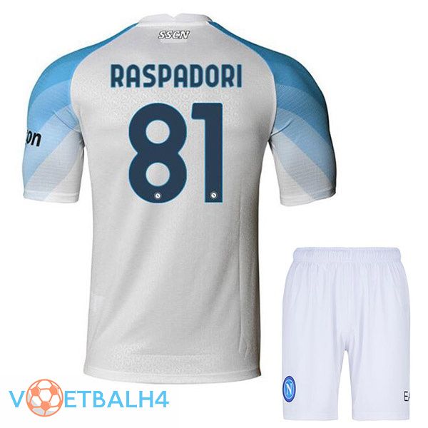 SSC Napoli (Raspadori 81) kinderen voetbal jerseys thuis wit 2022-2023