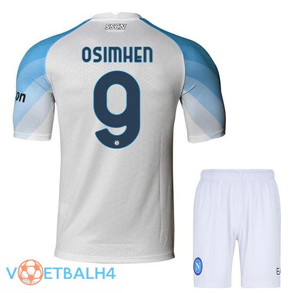 SSC Napoli (Osimhen 9) kinderen voetbal jerseys thuis wit 2022-2023