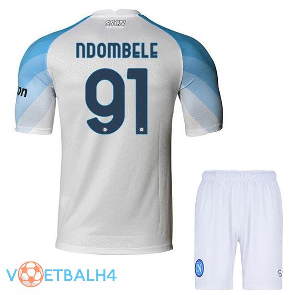 SSC Napoli (Ndombele 91) kinderen voetbal jerseys thuis wit 2022-2023