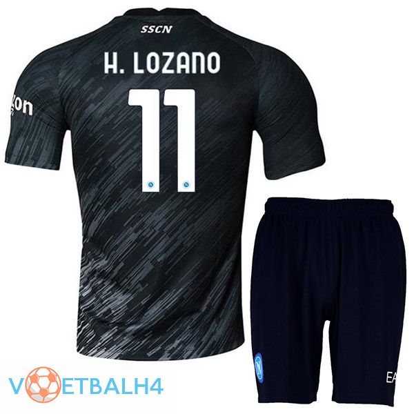 SSC Napoli (H. Lozano 11) kinderen voetbal jerseys derde zwart 2022-2023