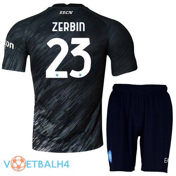 SSC Napoli (Zerbin 23) kinderen voetbal jerseys derde zwart 2022-2023