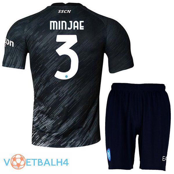 SSC Napoli (Minjae 3) kinderen voetbal jerseys derde zwart 2022-2023