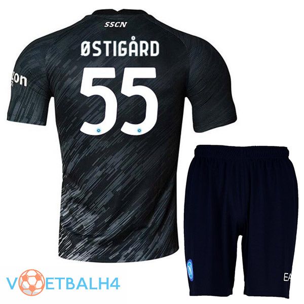 SSC Napoli (Ostigard 55) kinderen voetbal jerseys derde zwart 2022-2023