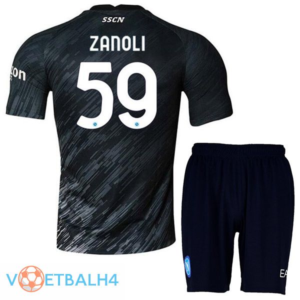 SSC Napoli (Zanoli 59) kinderen voetbal jerseys derde zwart 2022-2023