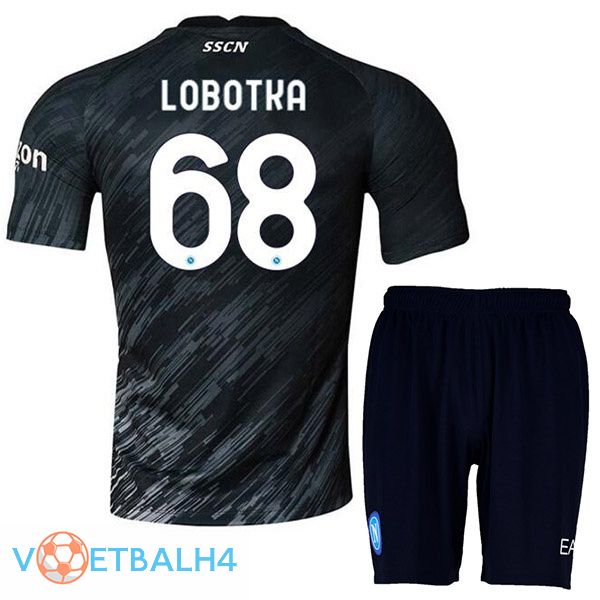 SSC Napoli (Lobotka 68) kinderen voetbal jerseys derde zwart 2022-2023