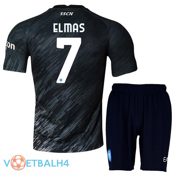 SSC Napoli (Elmas 7) kinderen voetbal jerseys derde zwart 2022-2023