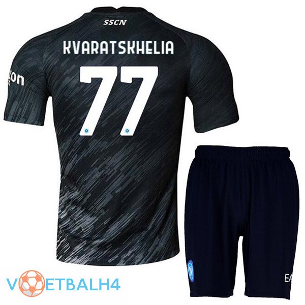 SSC Napoli (Kvaratskhelia 77) kinderen voetbal jerseys derde zwart 2022-2023