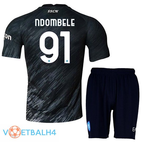 SSC Napoli (Ndombele 91) kinderen voetbal jerseys derde zwart 2022-2023