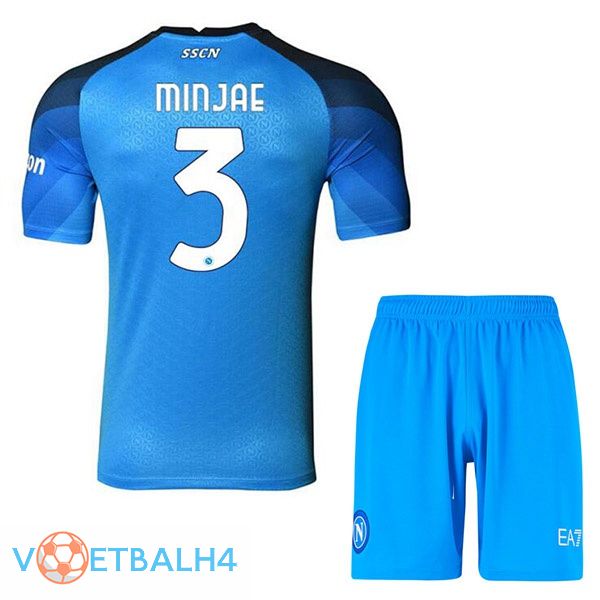 SSC Napoli (Minjae 3) kinderen voetbal jerseys thuis blauw 2022-2023