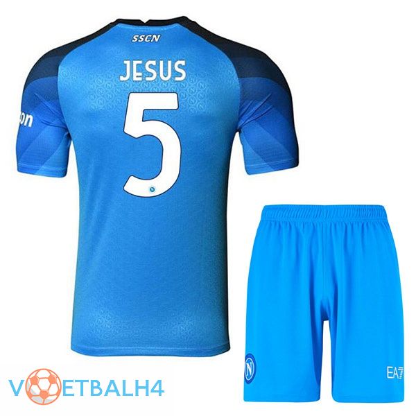 SSC Napoli (Jesus 5) kinderen voetbal jerseys thuis blauw 2022-2023