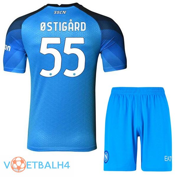 SSC Napoli (Ostigard 55) kinderen voetbal jerseys thuis blauw 2022-2023