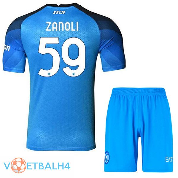 SSC Napoli (Zanoli 59) kinderen voetbal jerseys thuis blauw 2022-2023