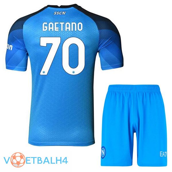 SSC Napoli (Gaetano 70) kinderen voetbal jerseys thuis blauw 2022-2023