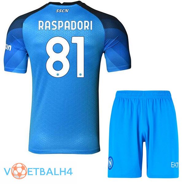 SSC Napoli (Raspadori 81) kinderen voetbal jerseys thuis blauw 2022-2023