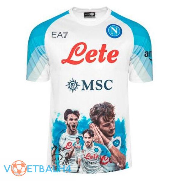 SSC Napoli (Kvaratskhelia 77) voetbal jersey Face Game blauw wit 2022/2023