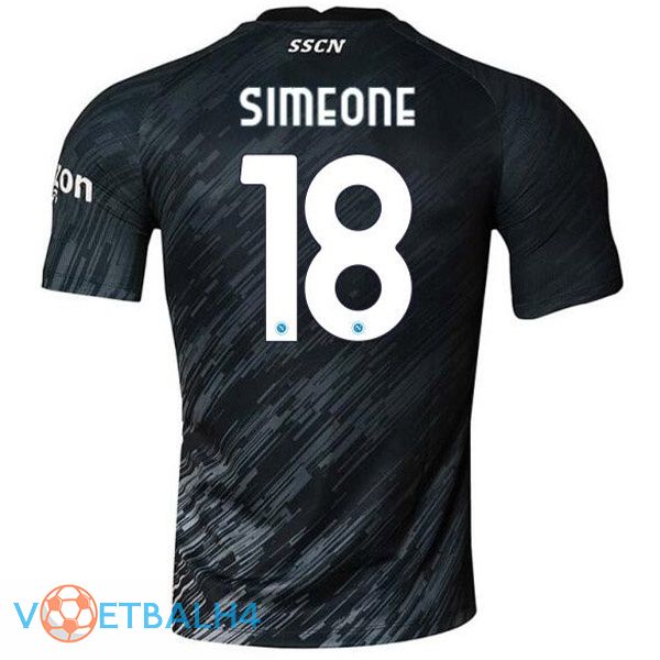 SSC Napoli (Simeone 18) voetbal jerseys derde zwart 2022-2023