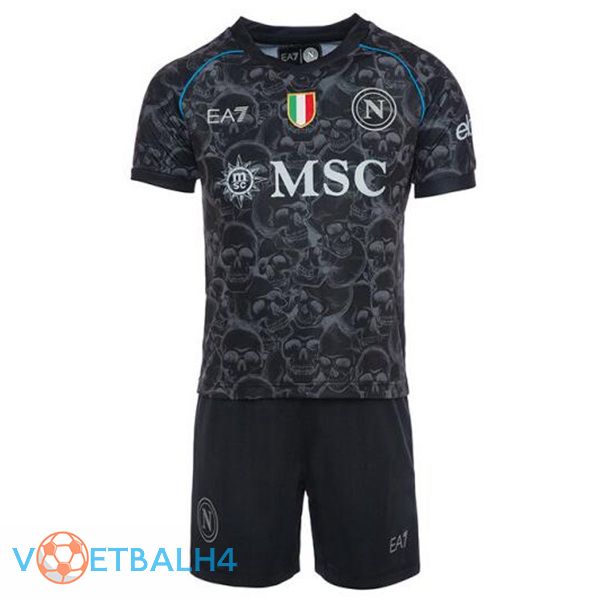 SSC Napoli kinderen voetbal jersey Halloween zwart 2023/2024