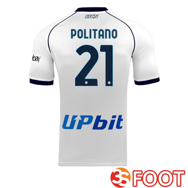 SSC Napoli (Matteo Politano 21) voetbal jersey uit wit 2023/2024