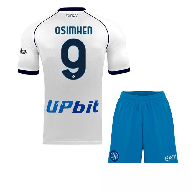 SSC Napoli (Victor Osimhen 9) kinderen voetbal jersey uit wit 2023/2024