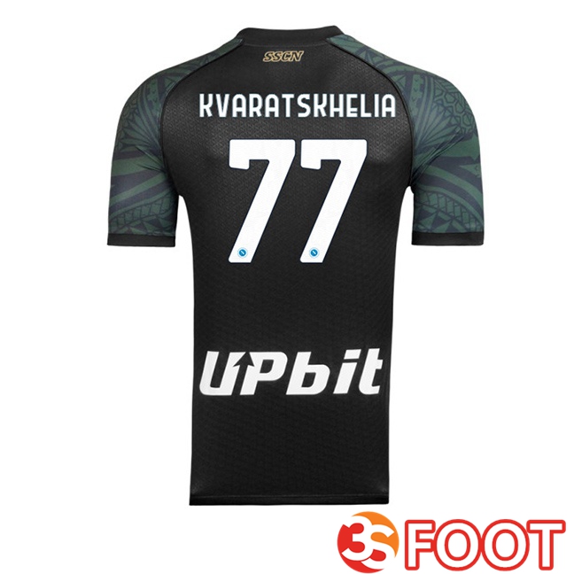 SSC Napoli (Khvicha Kvaratskhelia 77) voetbal jersey derde zwart 2023/2024