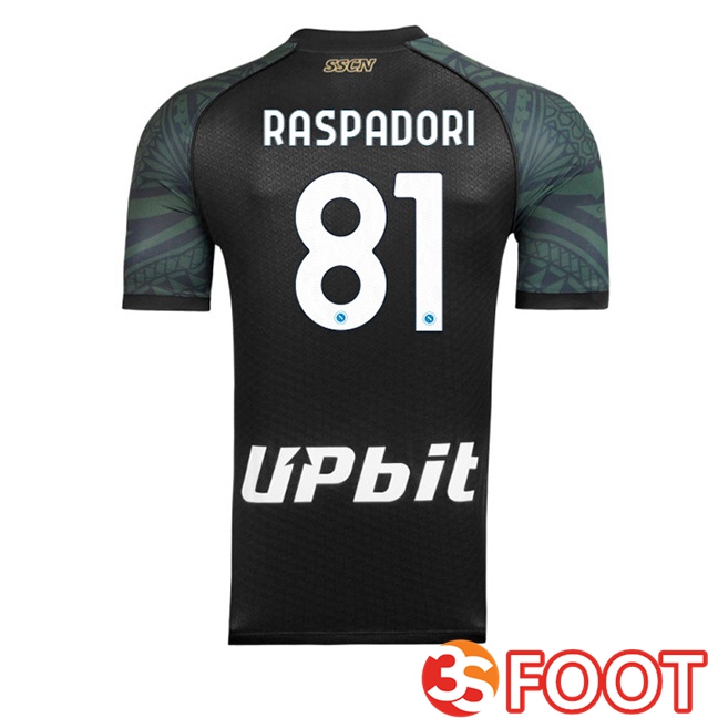 SSC Napoli (Giacomo Raspadori 81) voetbal jersey derde zwart 2023/2024