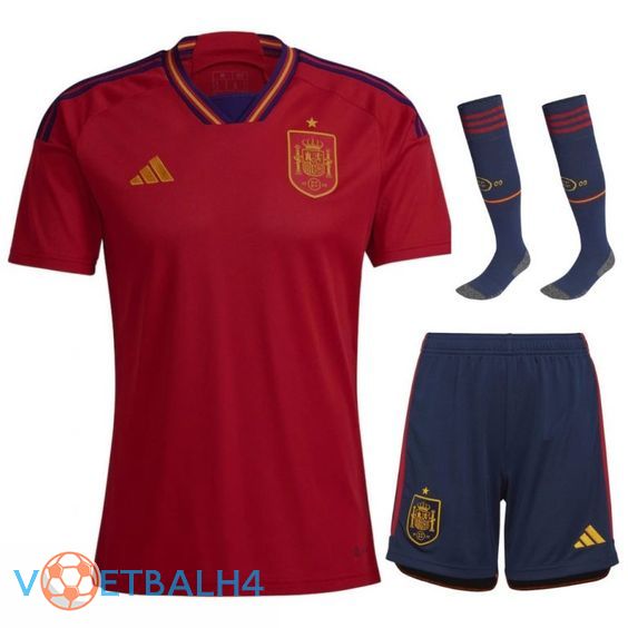 Spanje voetbal jersey thuis (korte broek + sok) wereldbeker 2022