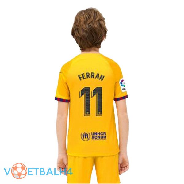 FC Barcelona (FERRAN 11) kinderen voetbal jersey vierde geel 2022/2023