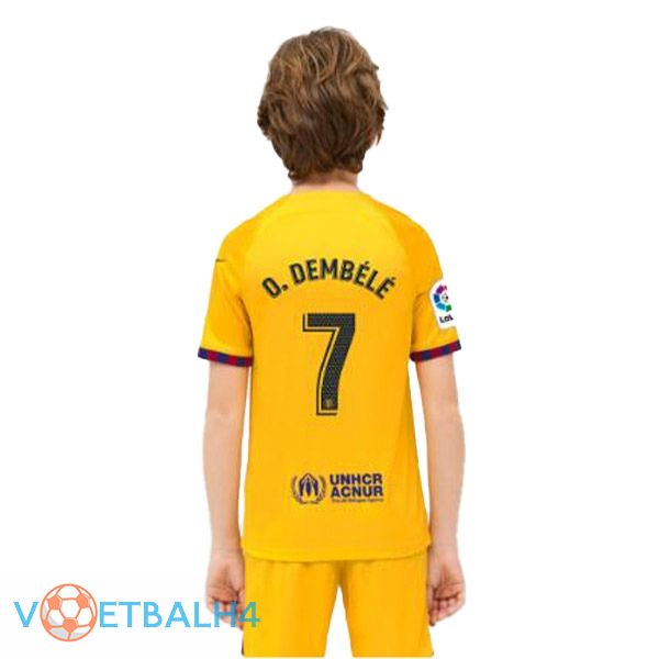 FC Barcelona (O. DEMBÉLÉ 7) kinderen voetbal jersey vierde geel 2022/2023