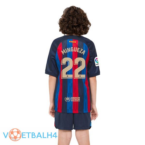 FC Barcelona (Mingueza 22) kinderen voetbal jerseys thuis rood blauw 2022-2023