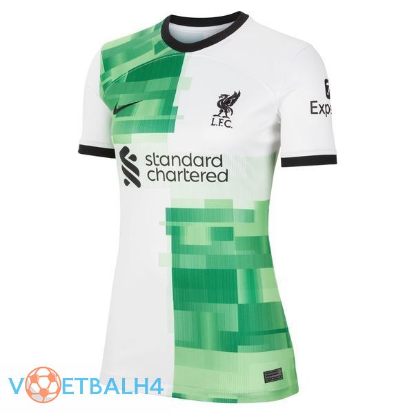 FC Liverpool Dames voetbal jersey uit wit groente 2023/2024