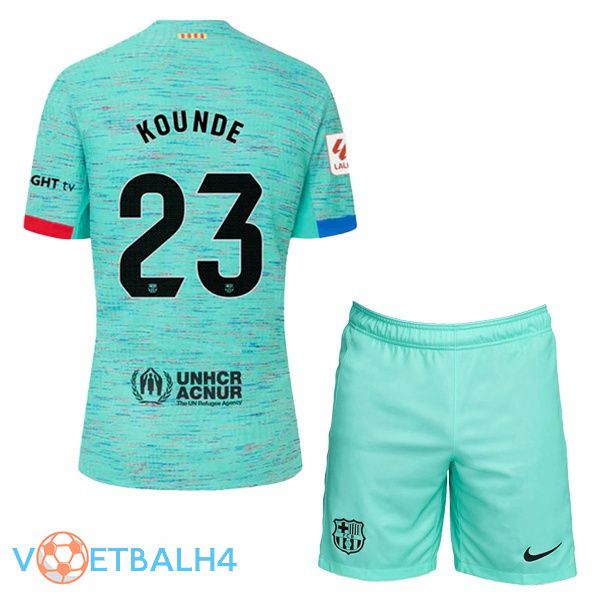 FC Barcelona (KOUNDE 23) kinderen voetbal jersey derde groente 2023/2024